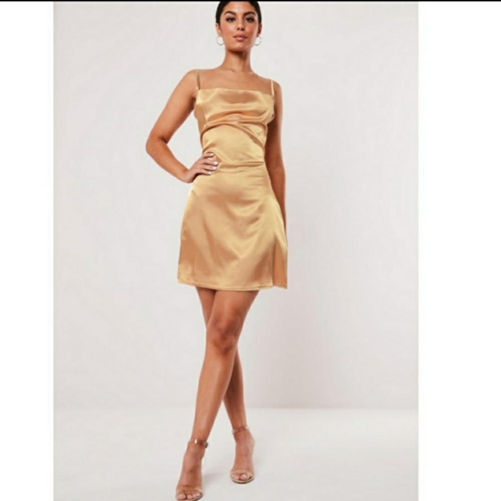 Gold Satin Slip Dress